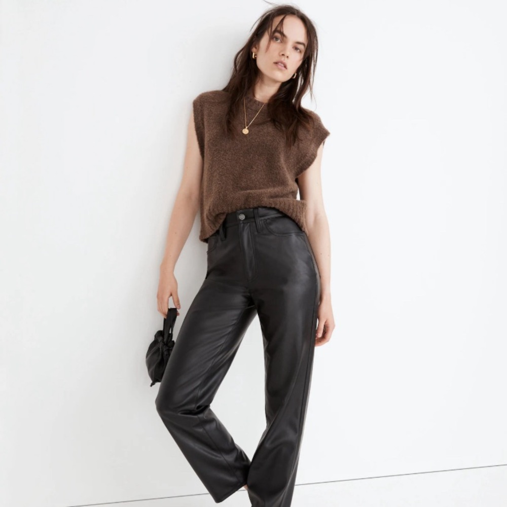 Madewell Perfect Vintage Straight Faux Leather Pants 32